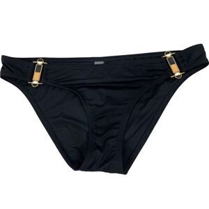 Victoria's Secret Black Bikini Bottom with metal accents size Small